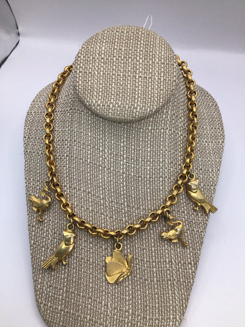 Ferragamo Birds of Paradise Charm Vintage Necklace